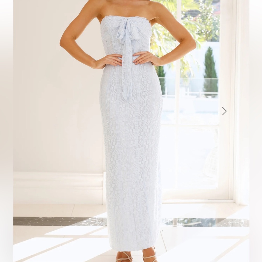 Hello Molly Strapless Light Blue Dress- can be maternity